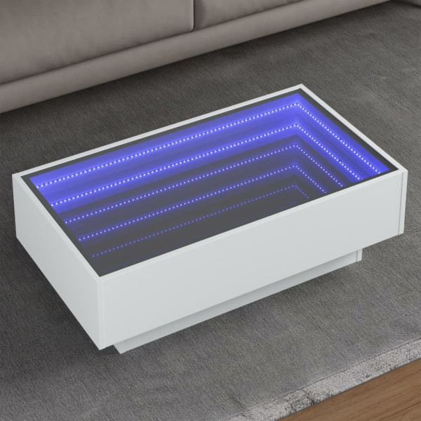 Stolik Kawowy Ława Stół Biały 90x50x30 Oświetlenie Led Do Salonu Do Pokoju, 4928963
