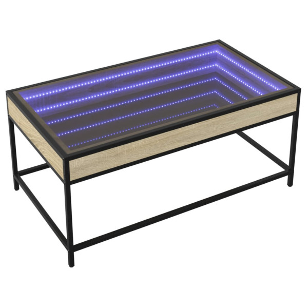 Stolik Kawowy Ława Stół Brązowy 90x50x41 Oświetlenie Led Do Salonu, 4928985