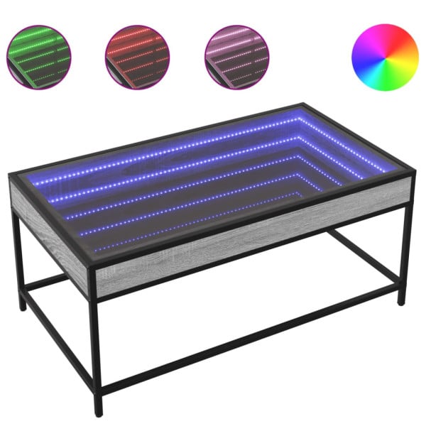 Stolik Kawowy Ława Stół Szary 90x50x41 Oświetlenie Led Do Salonu Do Pokoju, 4930368