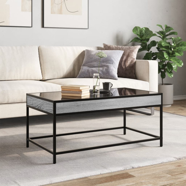 Stolik Kawowy Ława Stół Szary 90x50x41 Oświetlenie Led Do Salonu Do Pokoju, 4930370