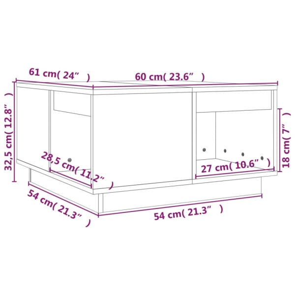 Stolik Kawowy Ława Stół Brązowy Drewniany 60x61x32.5 Do Salonu Do Pokoju, 4930524