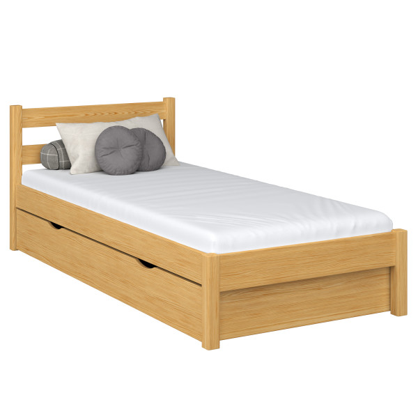 Drewniane łóżko pojedyncze z szufladą N01 80x180, 493327