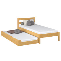 Drewniane łóżko pojedyncze z szufladą na materac N01 80x180