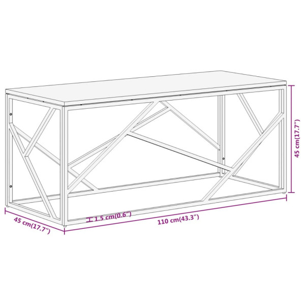 Stolik Kawowy Ława Stół Srebrny 110x45x45 Do Salonu Do Pokoju, 4938907