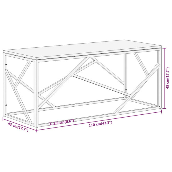 Stolik Kawowy Ława Stół Srebrny 110x45x45 Do Salonu Do Pokoju, 4939474