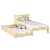 Drewniane łóżko pojedyncze z szufladą na materac N01 80x180
