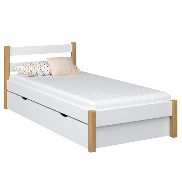 Drewniane łóżko pojedyncze z szufladą N01 90x200, 494254