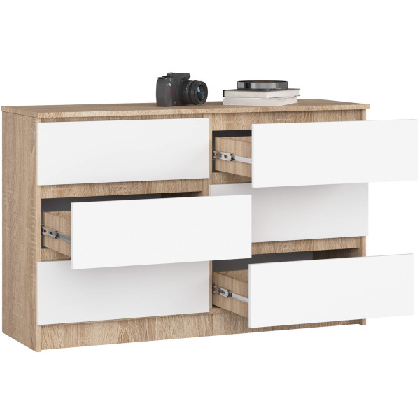 Komoda AKORD K120 Dąb Sonoma 120 cm Biały mat 120x40x77 cm, 4971822