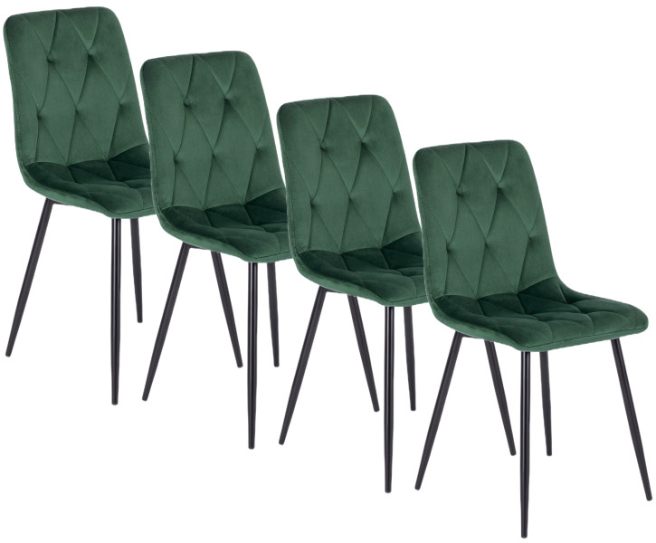 4x ROBIN Krzesło Welur Zielone, 497800