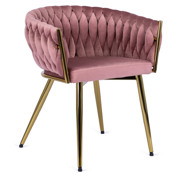 Krzesło CAPRI Różowe Welur Tapicerowane do Salonu, 497865