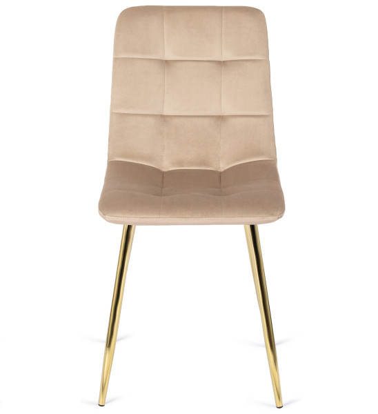 Krzesło do Salonu YORK Kremowe Welurowe Złote Nogi, 498835