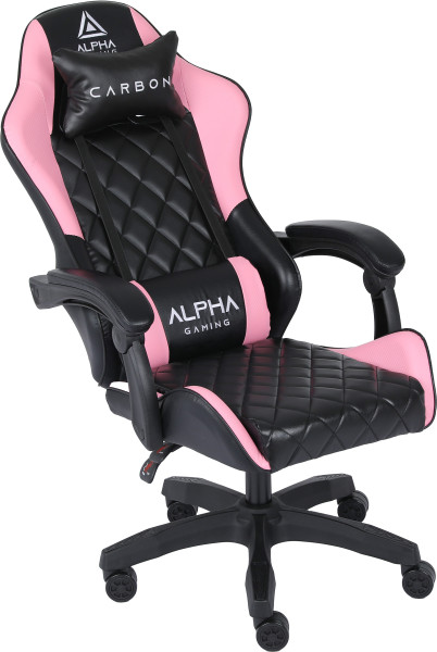Fotel Gamingowy Biurowy Obrotowy Gracza Alpha Gaming Carbon Różowy, 4996011