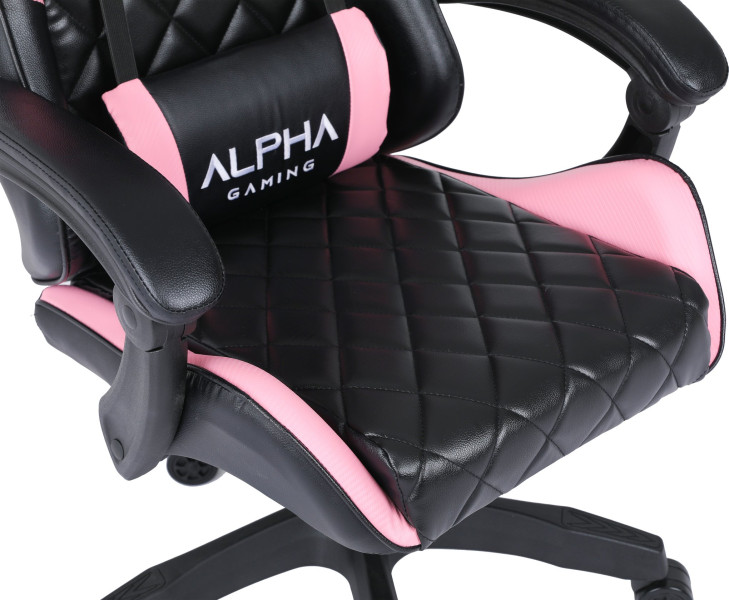 Fotel Gamingowy Biurowy Obrotowy Gracza Alpha Gaming Carbon Różowy, 4996015