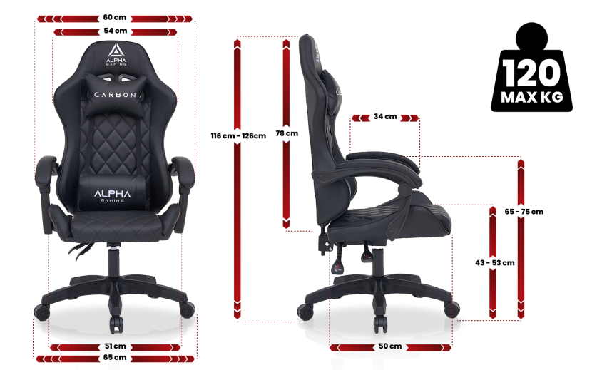 Fotel Gamingowy Biurowy Obrotowy Gracza Alpha Gaming Carbon Różowy, 4996016