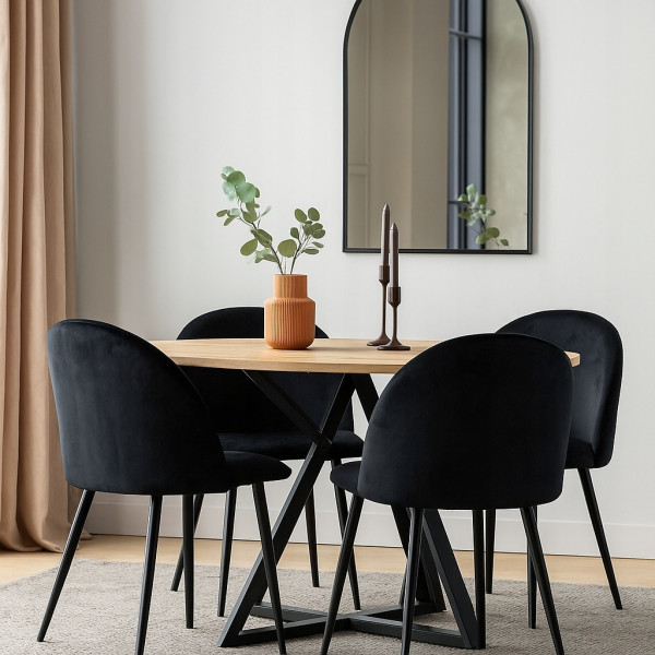 Nowe Krzesło Czarne Tapicerowane Welurowe Salon Jadalnia D012C, 5038612