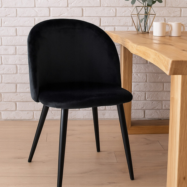 Nowe Krzesło Czarne Tapicerowane Welurowe Salon Jadalnia D012C, 5038615