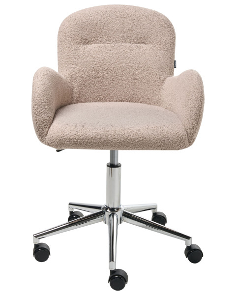 Fotel biurowy obrotowy boucle beżowe, 5075197