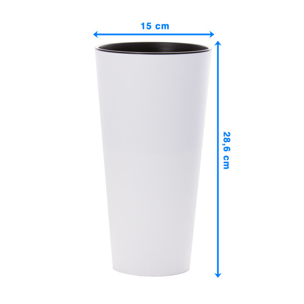 Doniczka Ogrodowa Osłonka 28.6 Cm Matowa Tubus Slim Donica Wysoka Z Wkładem, 5087385