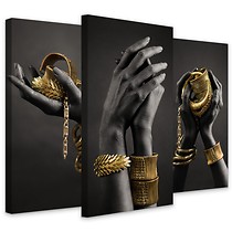 Obrazy Czarne Dłonie Złota Biżuteria Glamour 120x80cm