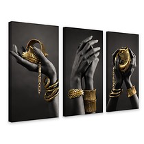 Obrazy Czarne Dłonie Złota Biżuteria Glamour 120x80cm