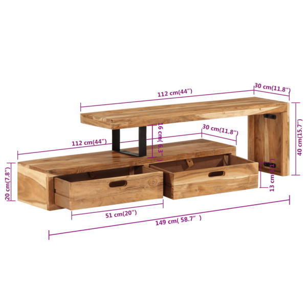 Stolik Rtv Brąz Mat Nowoczesny Salon 112x30x40cm, 5137653