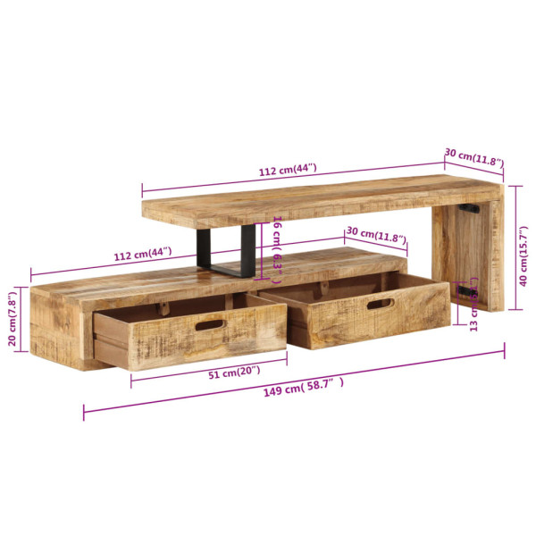 Stolik Rtv Brąz Mat Nowoczesny Salon 112x30x40cm, 5138040