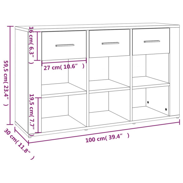 Komoda Szafka Stolik Półki do Salonu Pokoju Biała 100x30x59.5 cm, 5159866