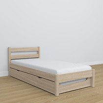 Dębowe łóżko pojedyncze z szufladą na materac N01 80x190