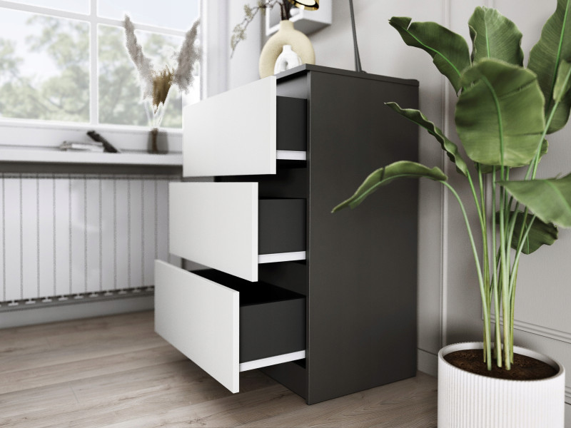 Komoda do salonu sypialni 3 szuflady MDF 80 cm Zoe Biała Czerwony Połysk, 5192587