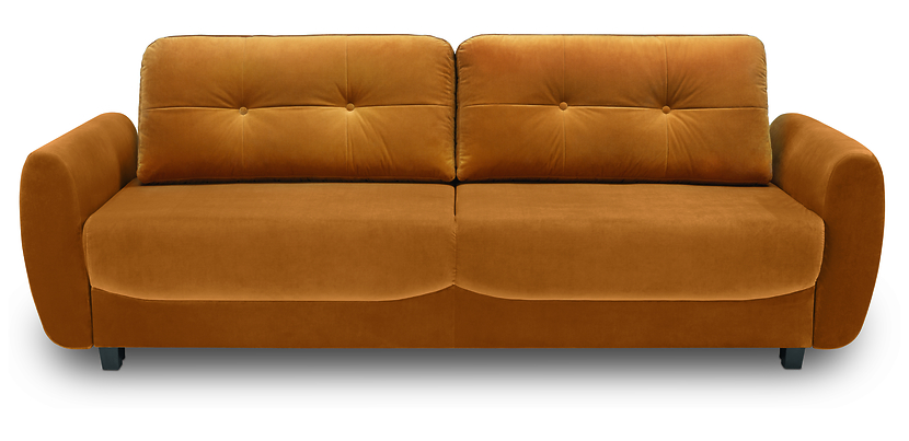 sofa trzyosobowa Hampton rozkładana z pojemnikiem welurowa żółta, 522244