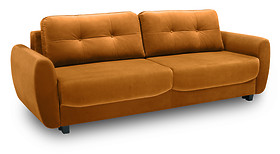 sofa trzyosobowa Hampton rozkładana z pojemnikiem welurowa żółta