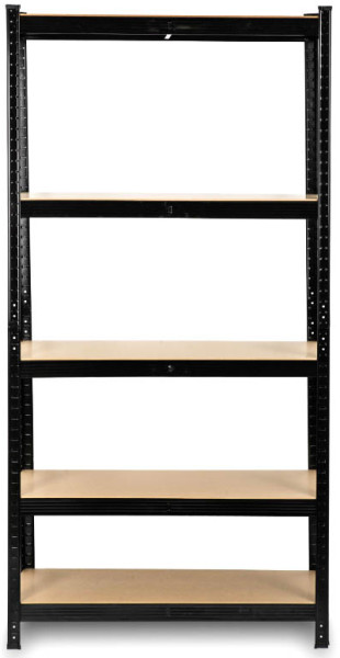 Regał magazynowy metalowy czarny 5 półek wciskany 875kg 150x75x30cm, 5276916
