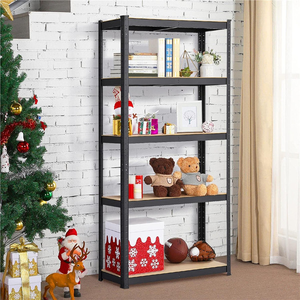 Regał magazynowy metalowy czarny 5 półek wciskany 875kg 150x75x30cm, 5276922