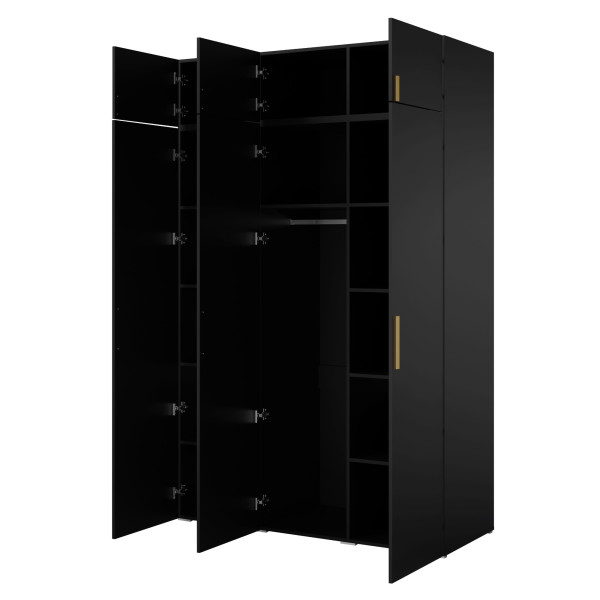 Szafa uchylna z nadstawką Napoli 3D 150 Czarna, 5301394