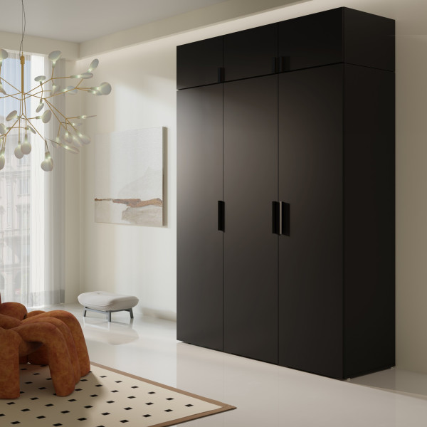 Szafa uchylna z nadstawką Napoli 3D 150 Czarna, 5301398