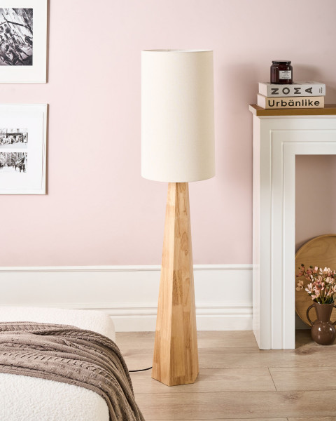 Lampa podłogowa do sypialni i salonu jasnobrązowy drzewo kauczukowe, 5309761