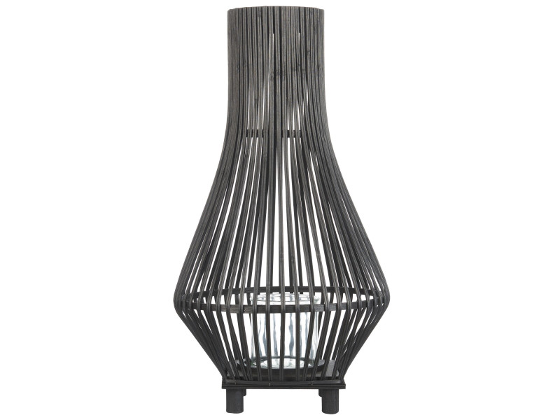 Lampion duży świecznik bambusowy czarny 58 cm, 531293
