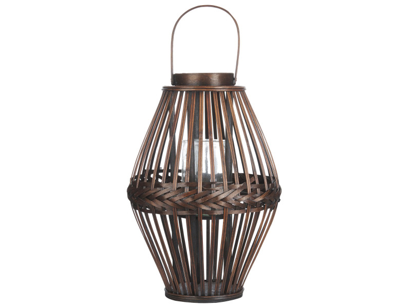 Lampion świecznik bambusowy ciemne drewno 43 cm, 531300