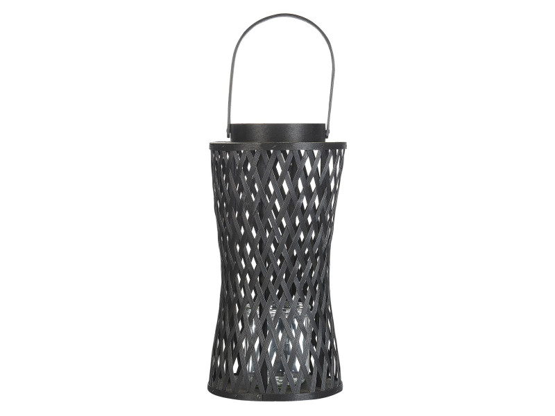 Lampion świecznik bambusowy czarny 38 cm, 531320