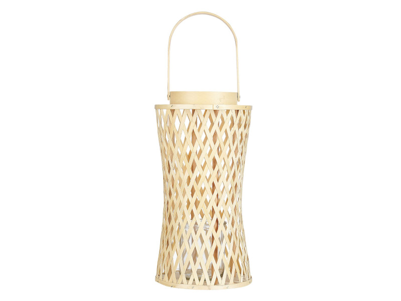 Lampion świecznik bambusowy naturalny 38 cm, 531346