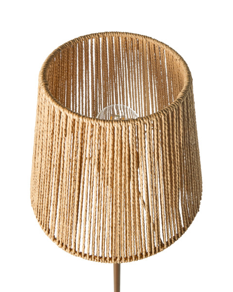 Lampa podłogowa brązowa metalowa podstawa papierowa plecionka klosz boho, 5323182