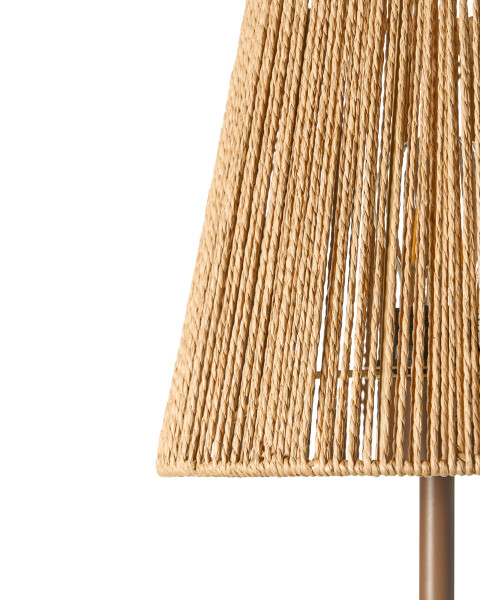 Lampa podłogowa brązowa metalowa podstawa papierowa plecionka klosz boho, 5323184