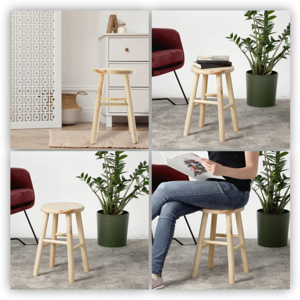 Kadax Taboret Drewniany Stołek Krzesło 46cm 4szt, 532709
