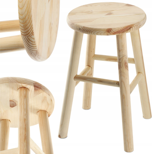 Kadax Taboret Drewniany Stołek Krzesło 46cm 4szt, 532710