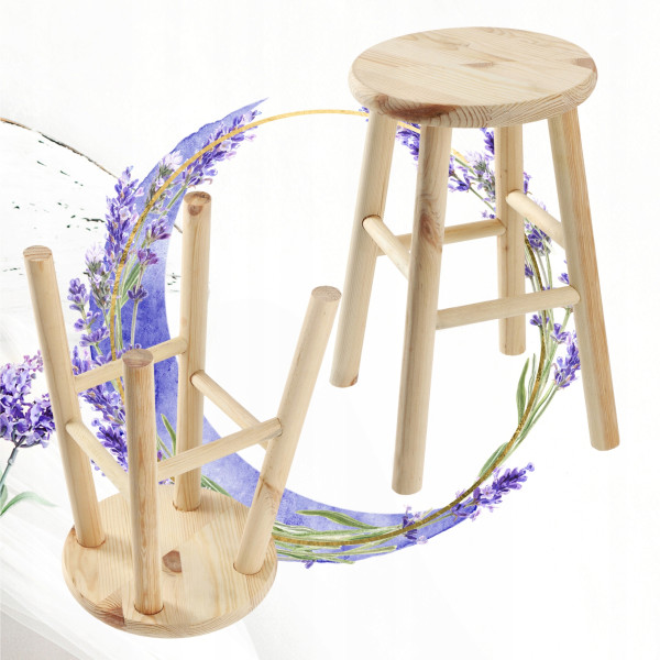 Kadax Taboret Drewniany Stołek Krzesło 46cm 4szt, 532712