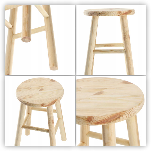 Kadax Taboret Drewniany Stołek Krzesło 46cm 4szt, 532714