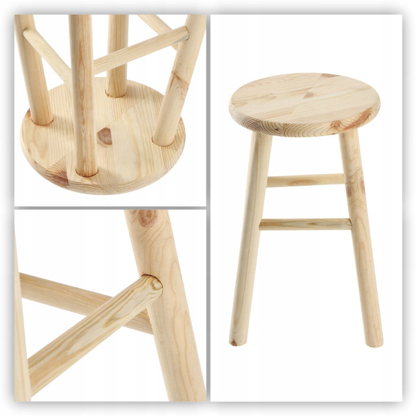 Kadax Taboret Drewniany Stołek Krzesło 46cm 2szt, 532723