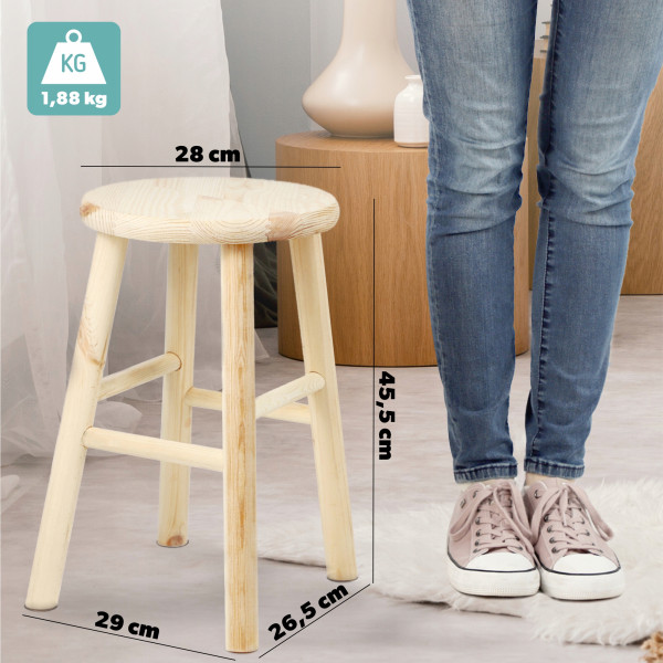 Taboret Drewniany Kuchenny Stołek Solidny 46 cm, 532729