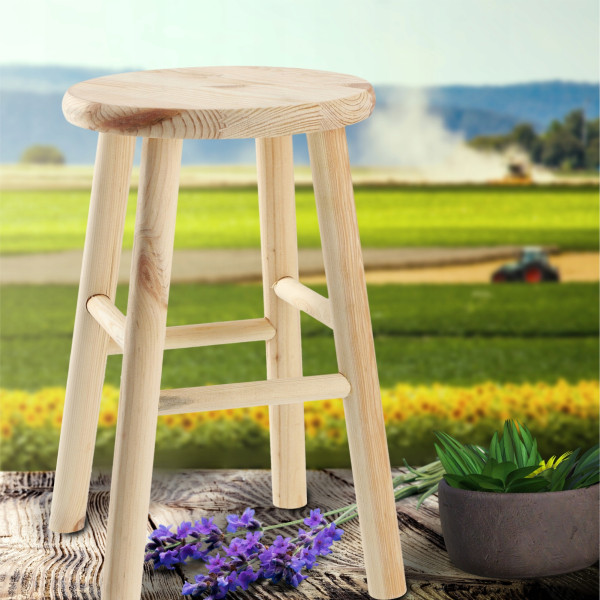 Taboret Drewniany Kuchenny Stołek Solidny 46 cm, 532734