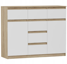 Komoda 120cm 6 szuflady 2 drzwi szafka FRAMIRE S-62D mix sonoma